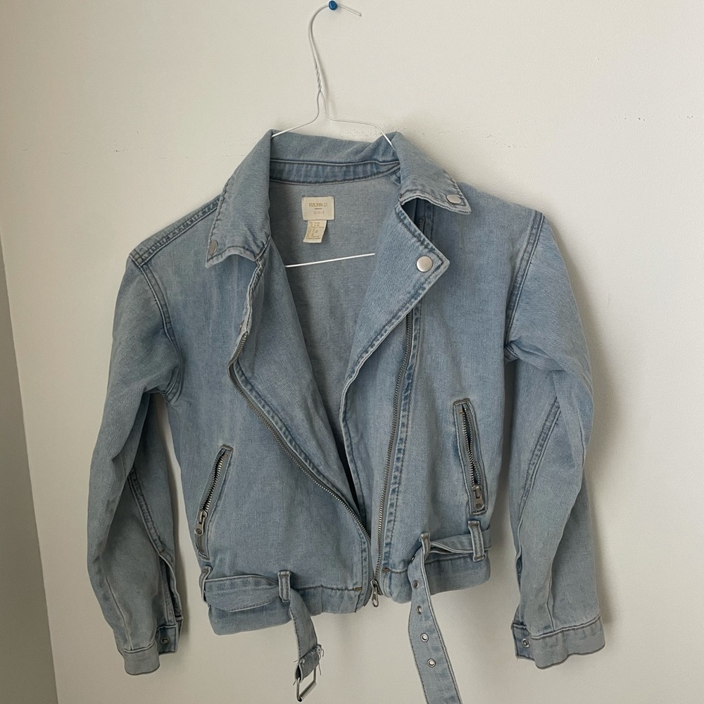 Forever 21 blue Jean jacket biker style